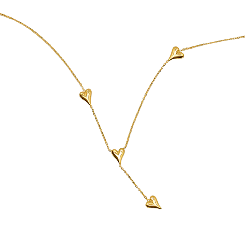 Love Heart Drop Necklace - Gold
