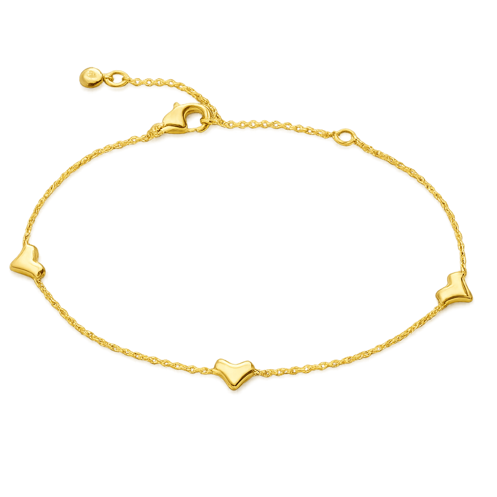 Fine Heart Charm Bracelet - Gold