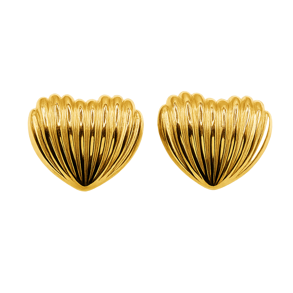 Shell Heart Earrings - Gold