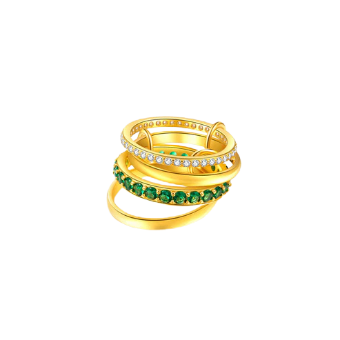 Dana Emerald Rhinestone Stacked Ring