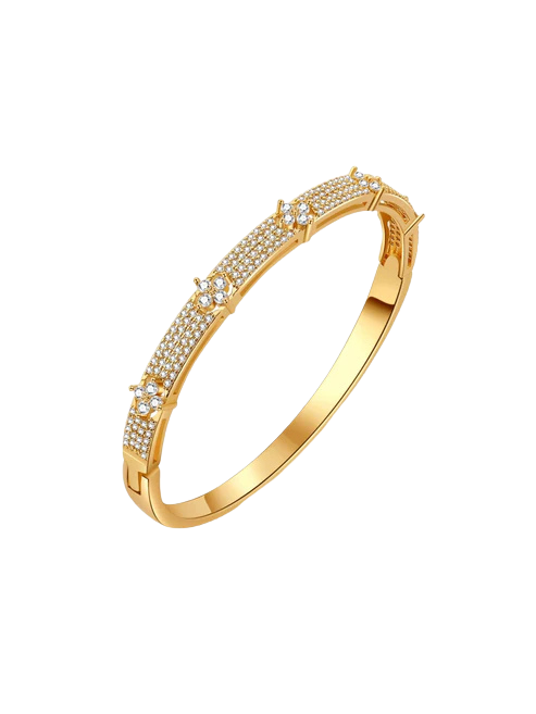 Camille Flower Pavé Cuff Bracelet