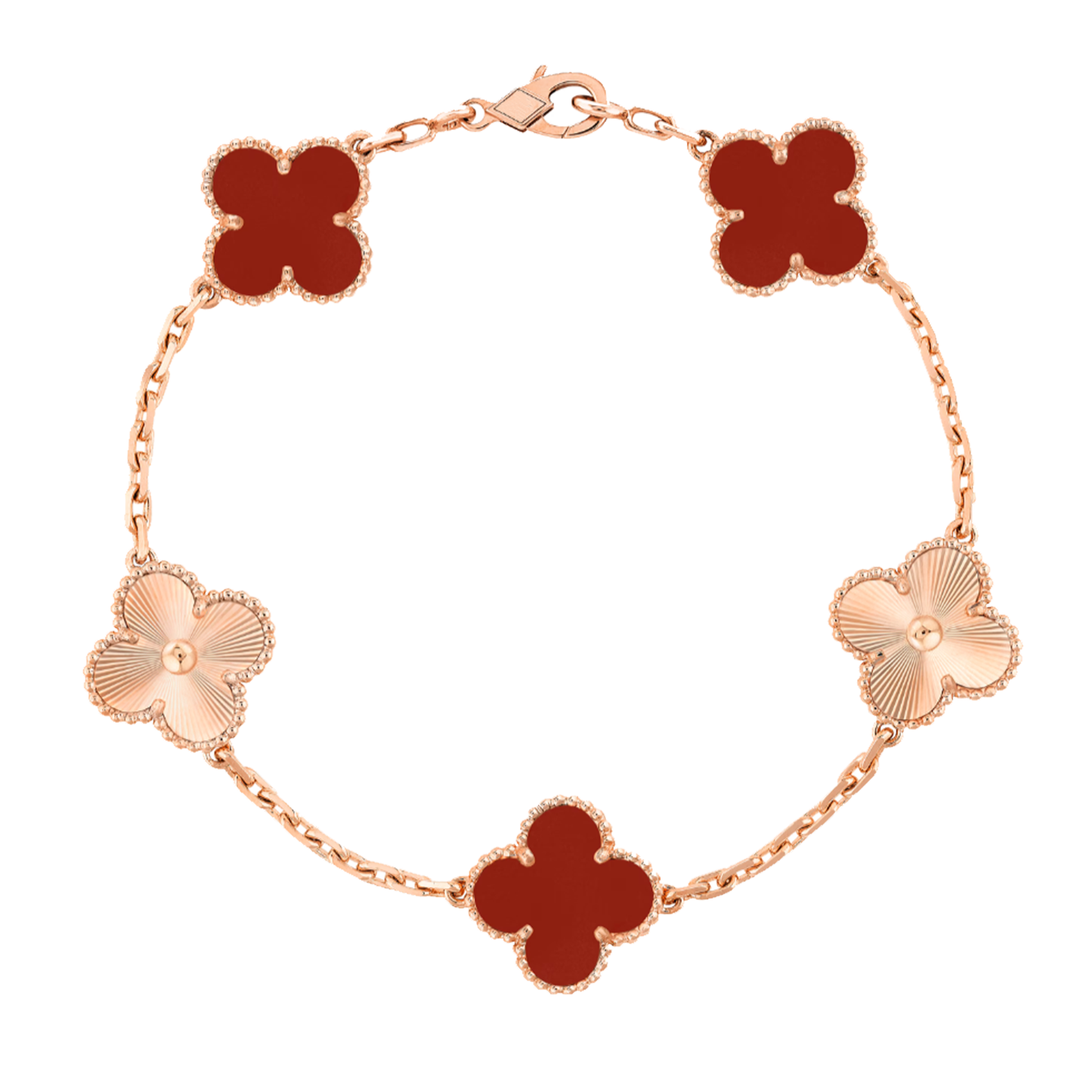 DELUXE CLOVER BRACELET – RED & ROSE GOLD