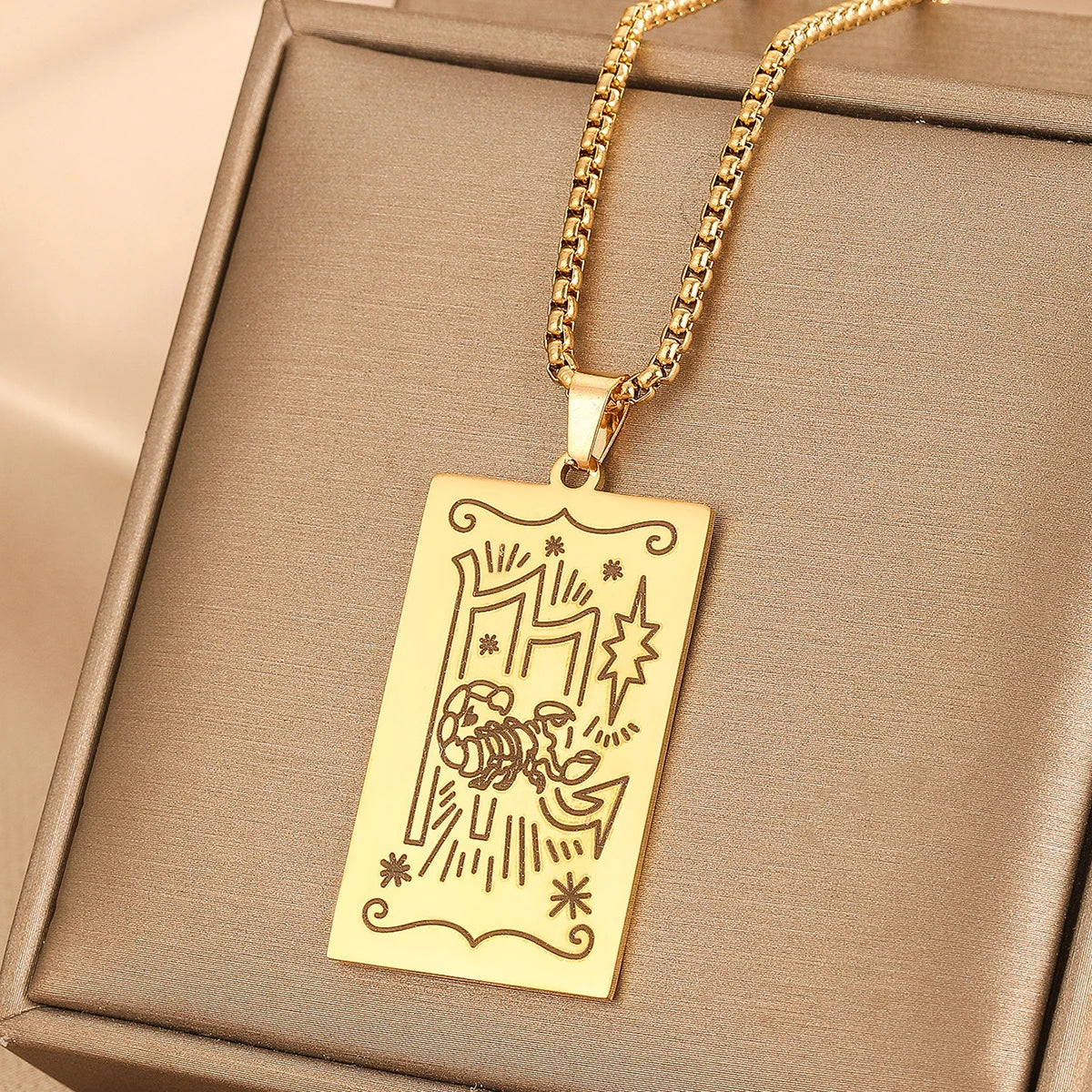 GOLDEN TAROT CARD NECKLACE