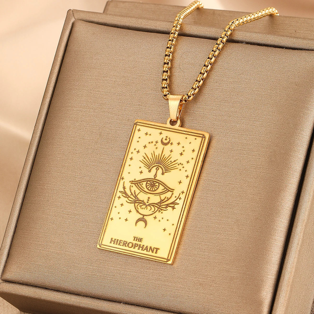 GOLDEN TAROT CARD NECKLACE