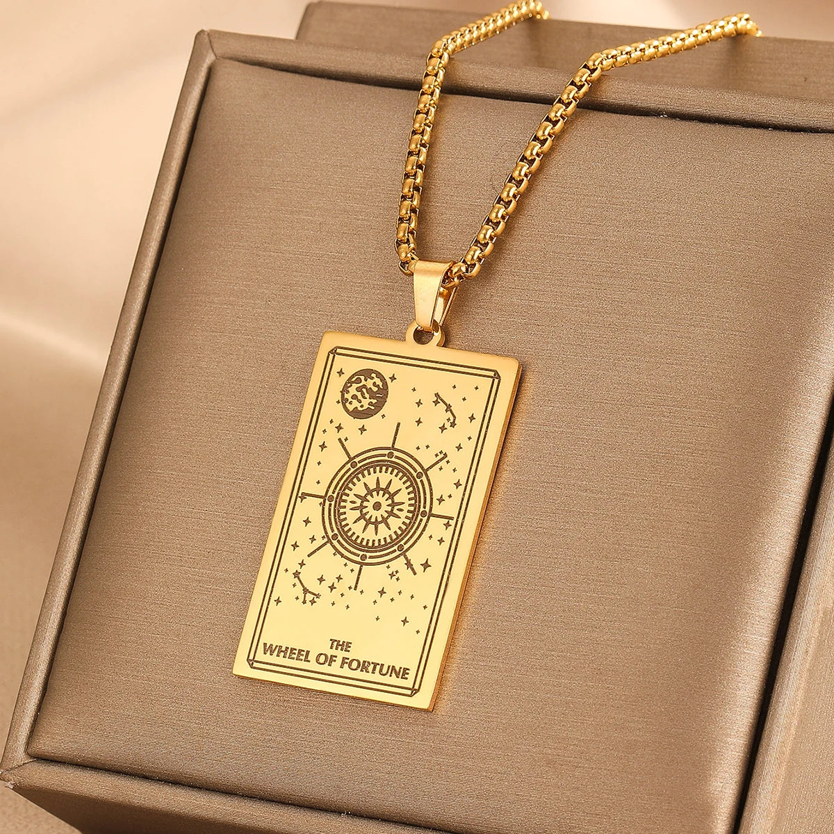 GOLDEN TAROT CARD NECKLACE