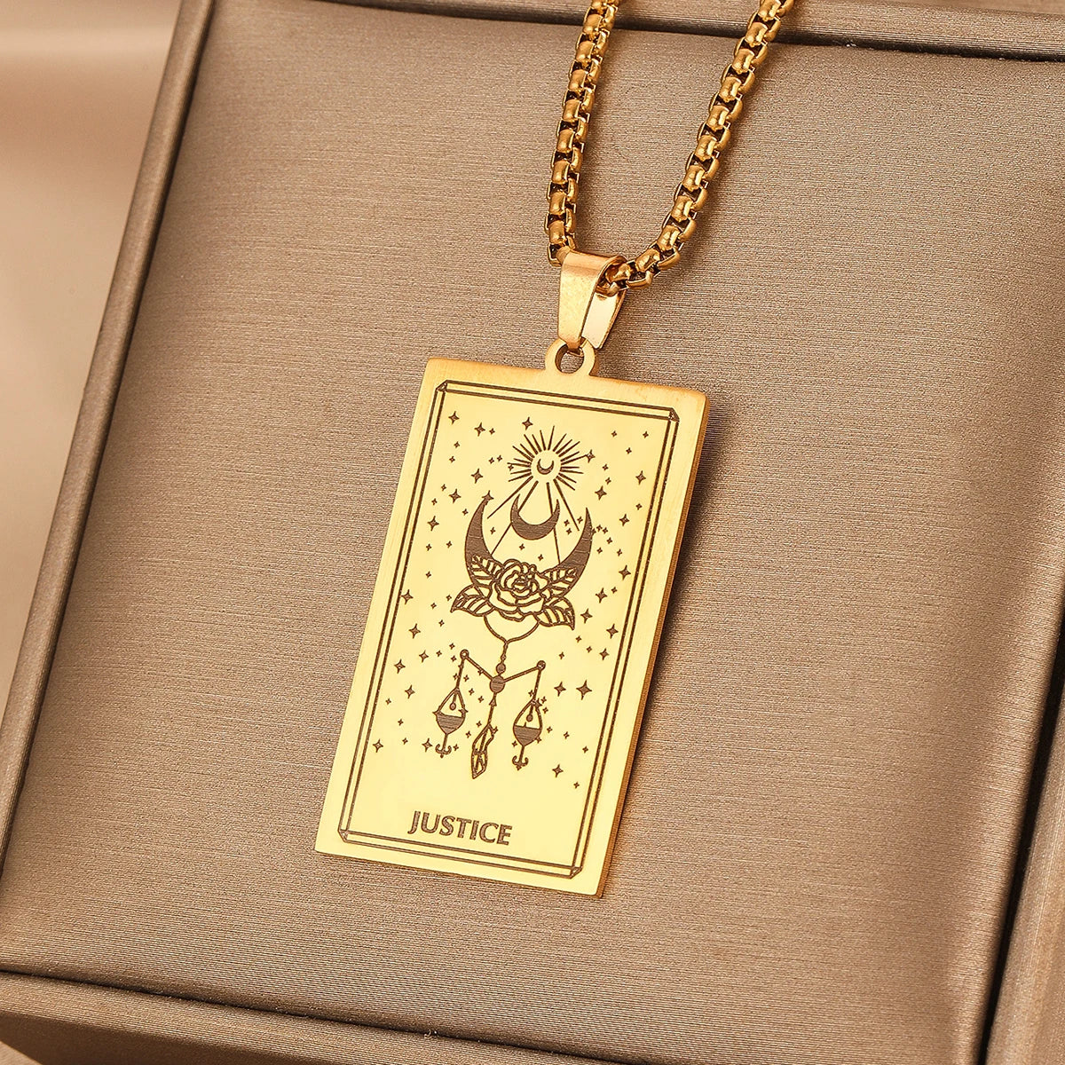 GOLDEN TAROT CARD NECKLACE