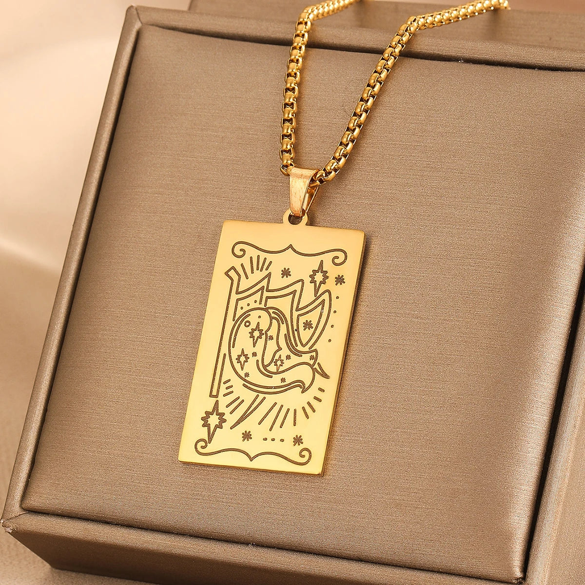 GOLDEN TAROT CARD NECKLACE