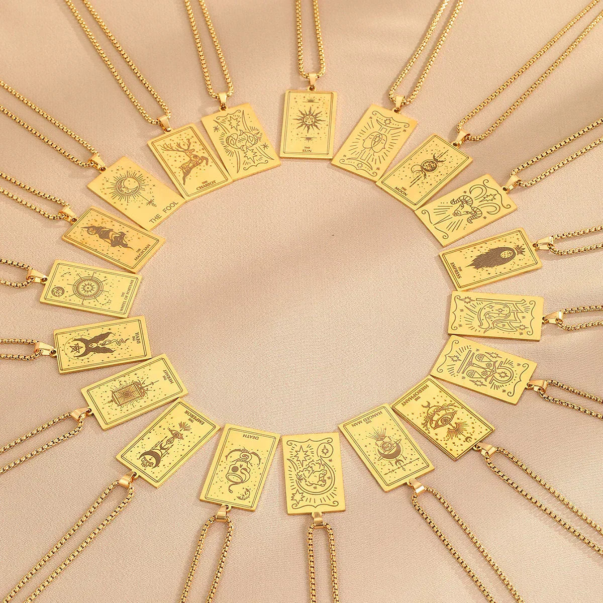 GOLDEN TAROT CARD NECKLACE