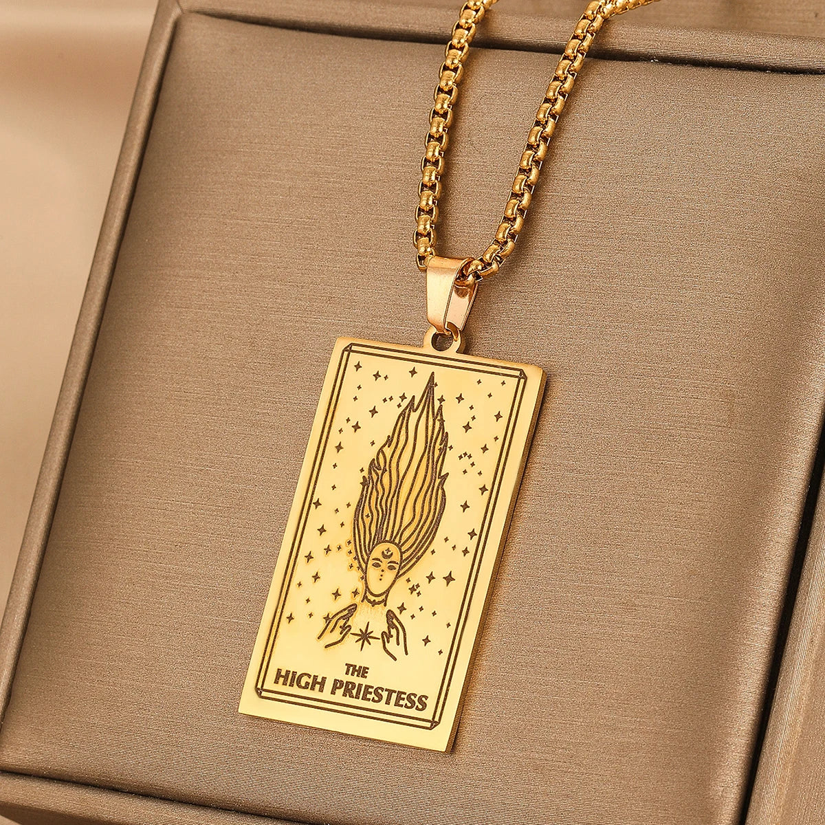 GOLDEN TAROT CARD NECKLACE