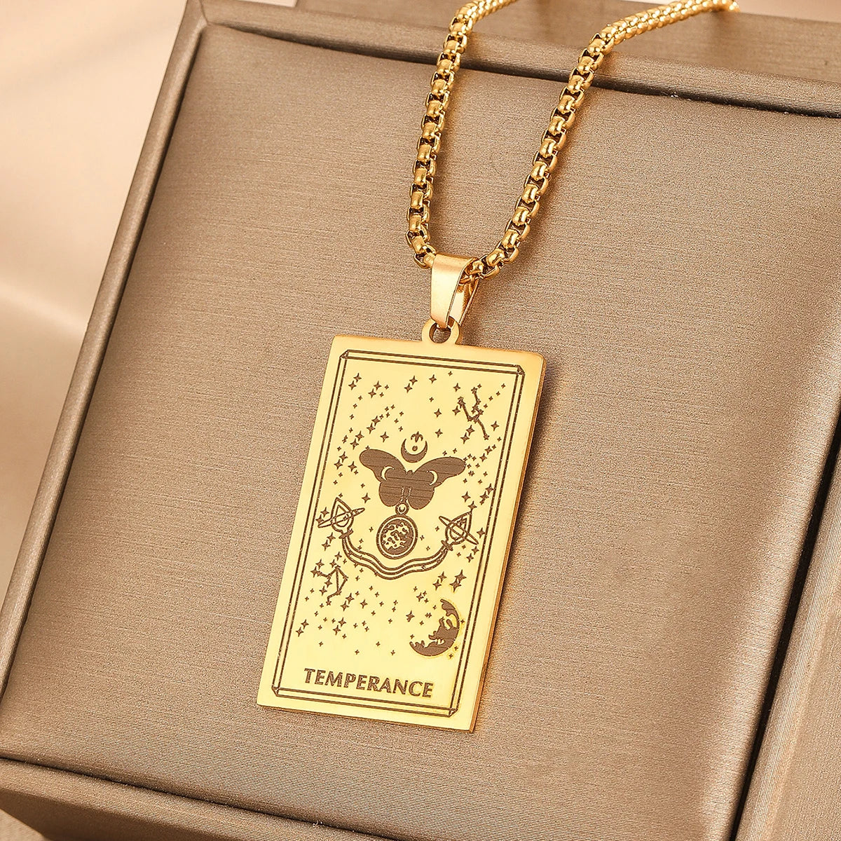 GOLDEN TAROT CARD NECKLACE