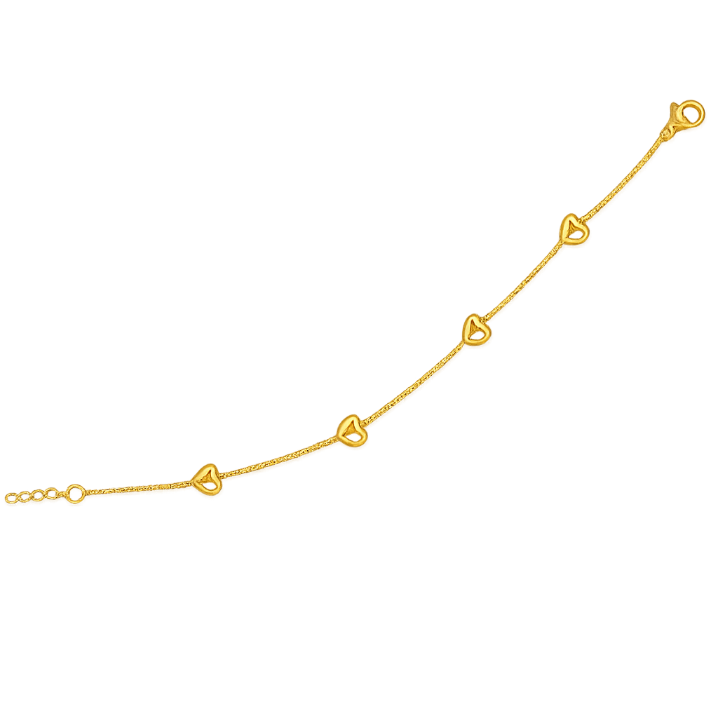 Mini Heart Chain Bracelet - Gold