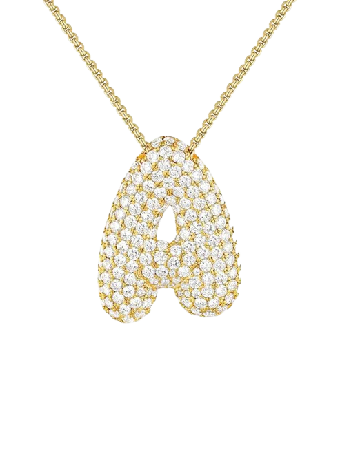 Pavé Bubble Initial Pendant Necklace