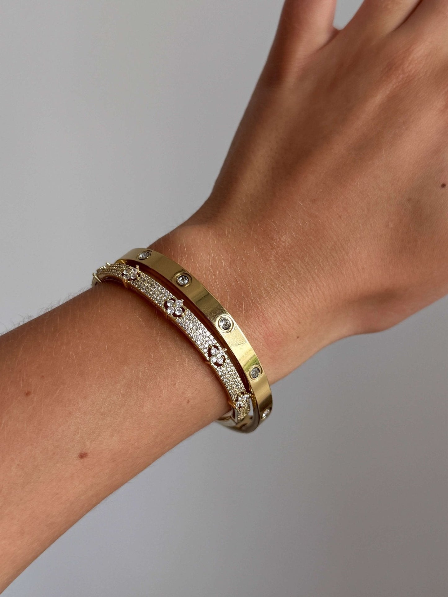 Camille Flower Pavé Cuff Bracelet