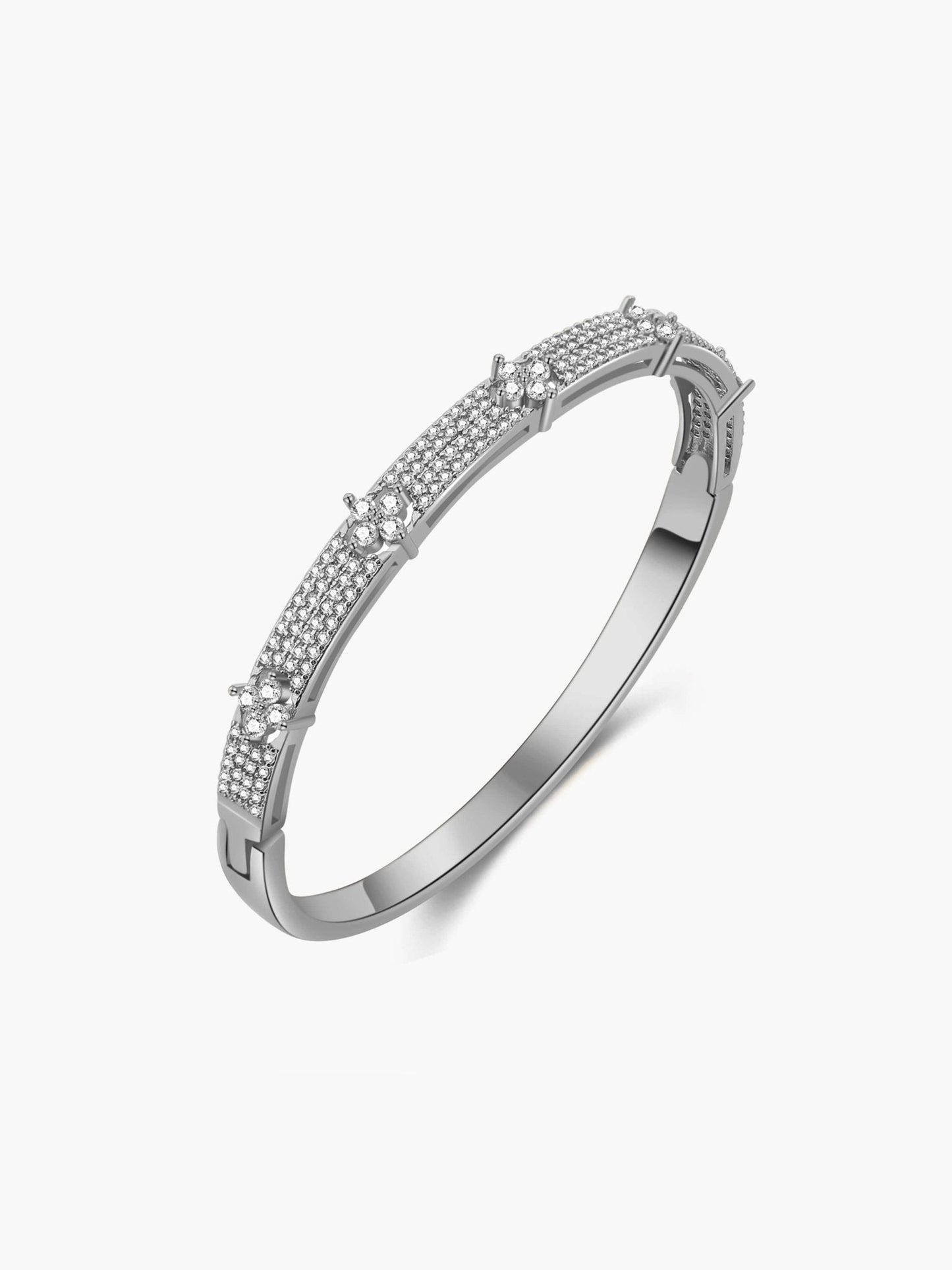 Camille Flower Pavé Cuff Bracelet