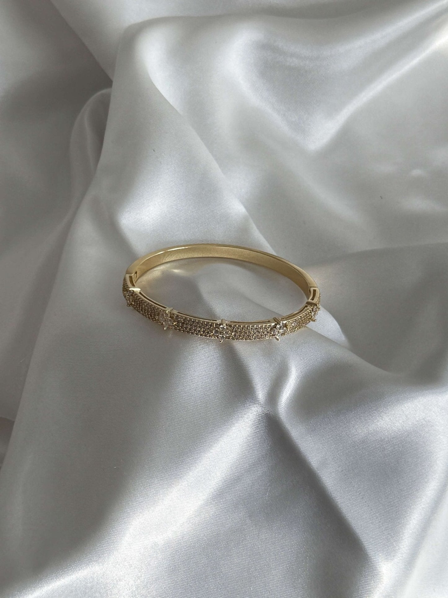 Camille Flower Pavé Cuff Bracelet
