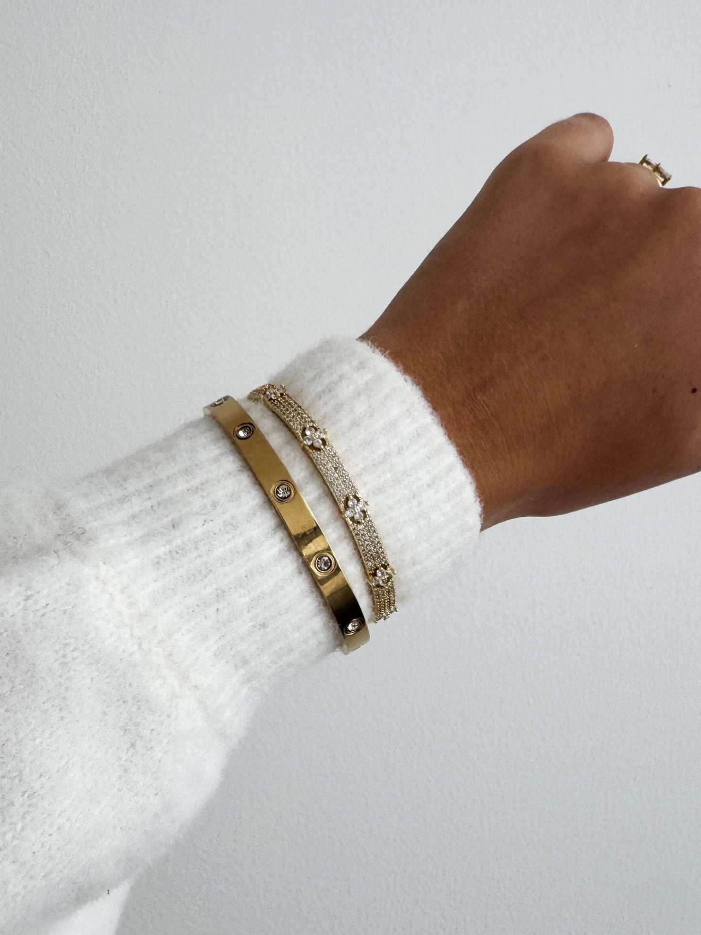 Camille Flower Pavé Cuff Bracelet