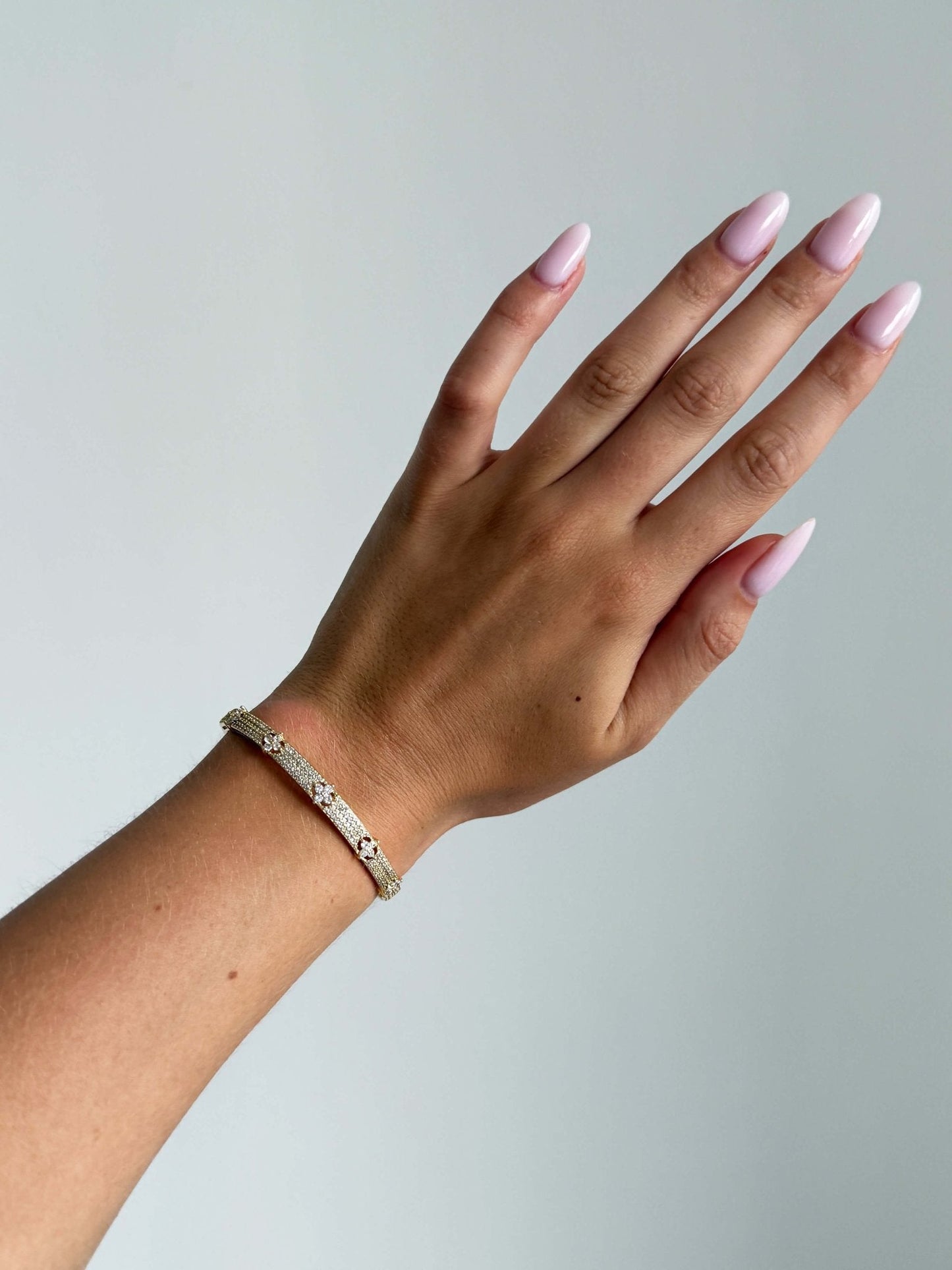 Camille Flower Pavé Cuff Bracelet