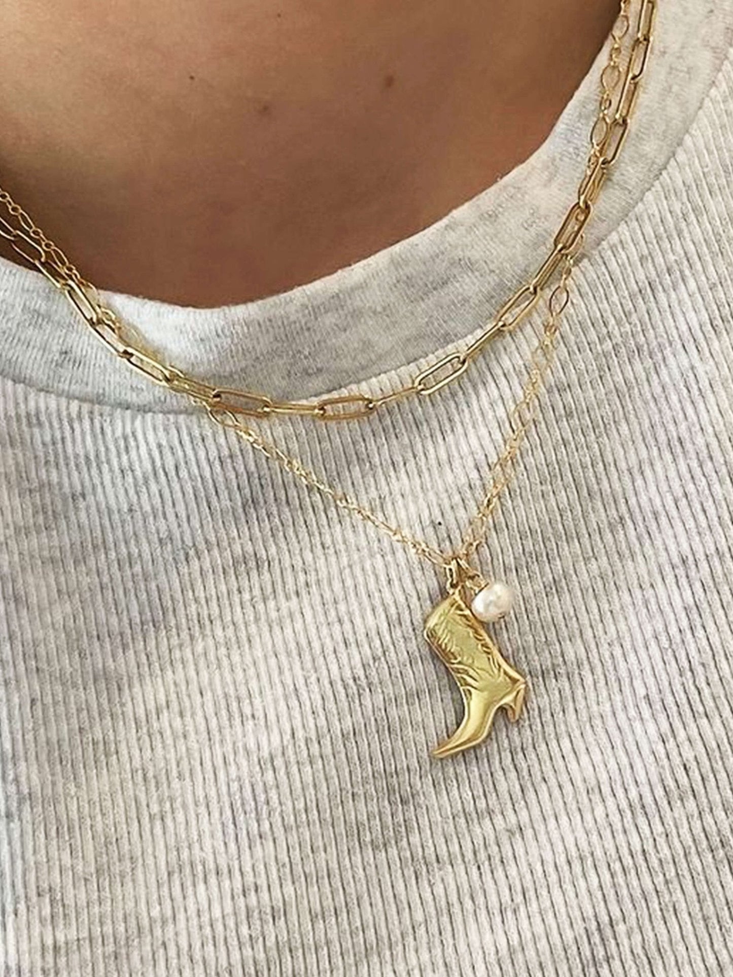 Cowboy Boot Pendant Necklace