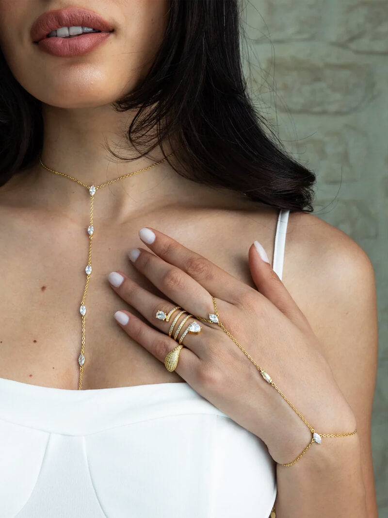 Marquise Zirconia Link Hand Chain