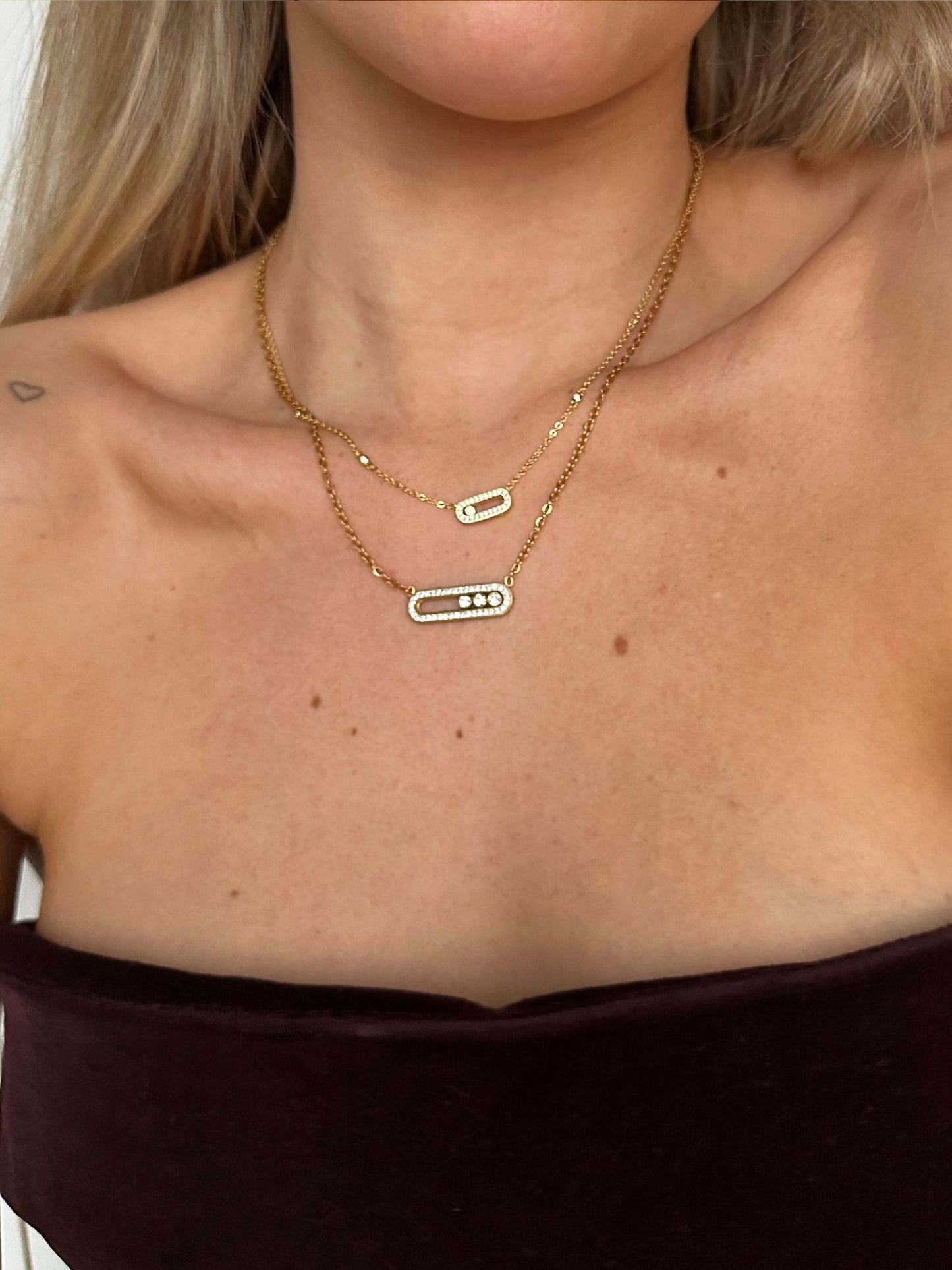 Melissa Triple Zirconia Pendant Necklace