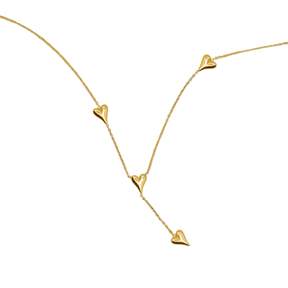 Love Heart Drop Necklace - Gold