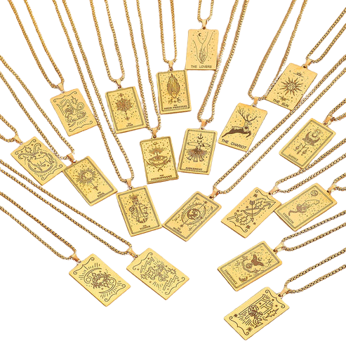 GOLDEN TAROT CARD NECKLACE