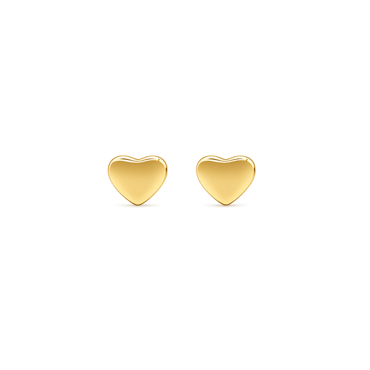 Mini Heart Stud Earrings - Gold