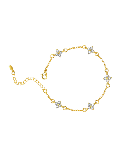 Dina Rhinestone Flower Chain Bracelet