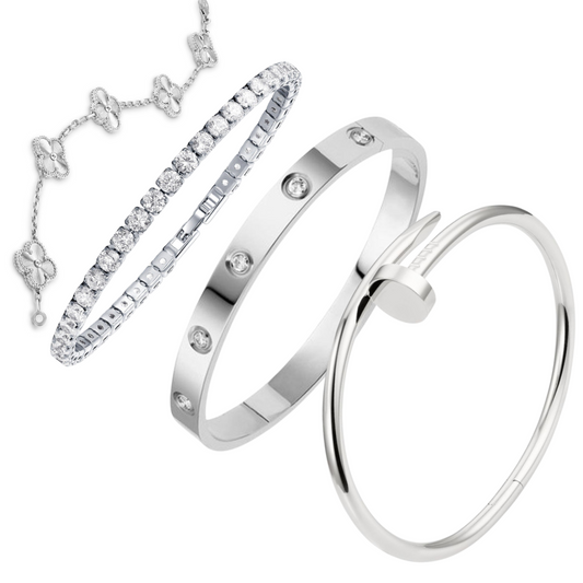 STACKED ELEGANCE BRACELET BUNDLE – SILVER