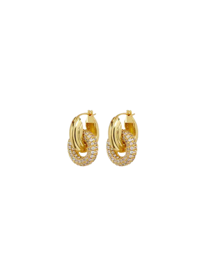 Lena Interlocking Pavé Loop Earrings