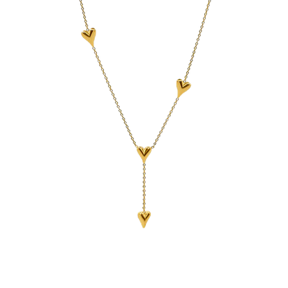 Love Heart Drop Necklace - Gold