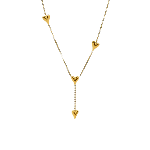Love Heart Drop Necklace - Gold