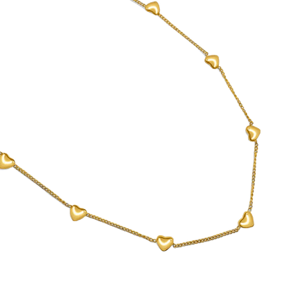 Mini Heart Chain Necklace - Gold