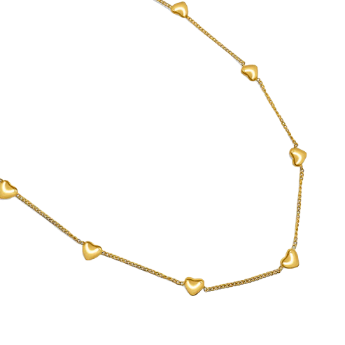 Mini Heart Chain Necklace - Gold