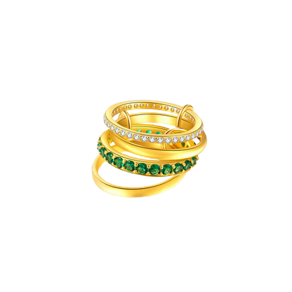Dana Emerald Rhinestone Stacked Ring