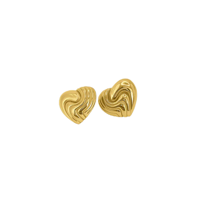 TEXTURED HEART EARRINGS GOLD