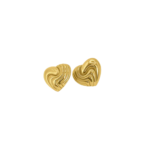 TEXTURED HEART EARRINGS GOLD