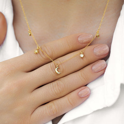Sun Moon Star - Celestial Charm Necklace