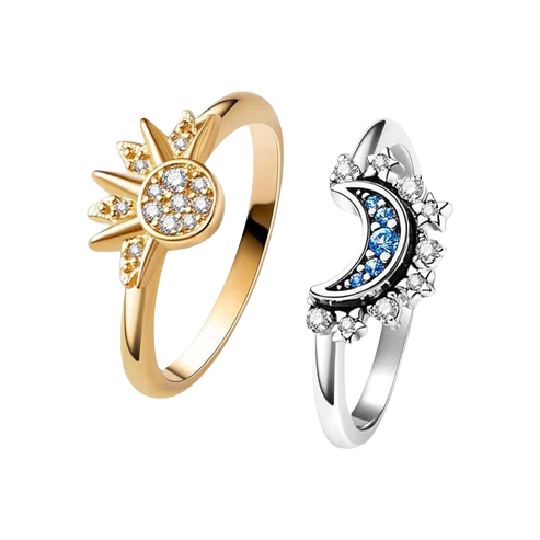 CELESTIAL SUN AND MOON RING SET