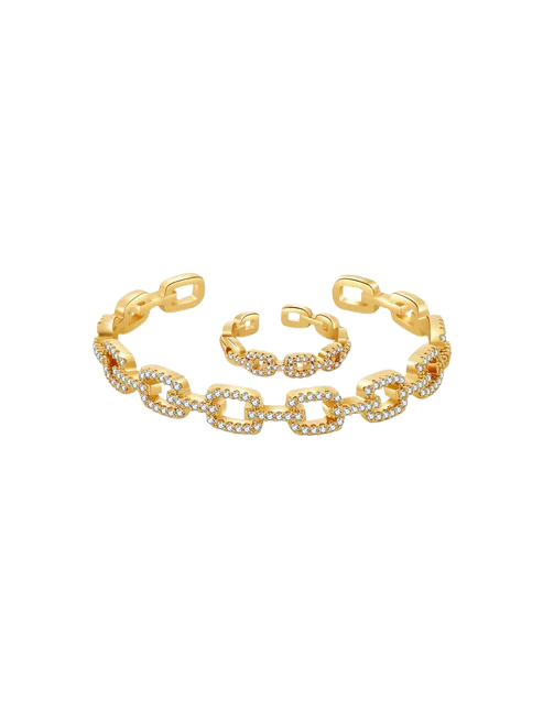 Fenella Adjustable Zirconia Link Ring & Bracelet Set