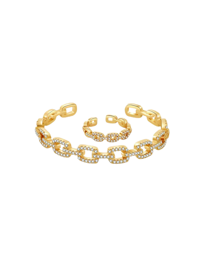 Fenella Adjustable Zirconia Link Ring & Bracelet Set