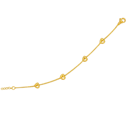 Mini Heart Chain Bracelet - Gold