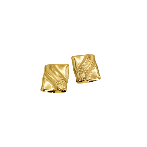 TEXTURED CUBE EARRINGS GOLD