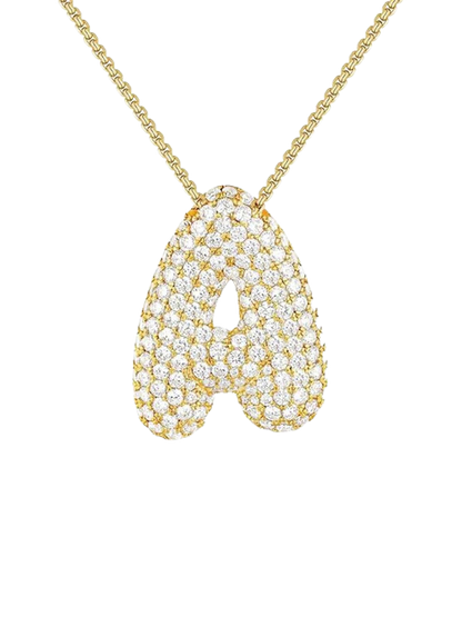 Pavé Bubble Initial Pendant Necklace
