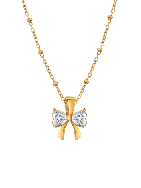 Amara Zirconia Bow Pendant Necklace
