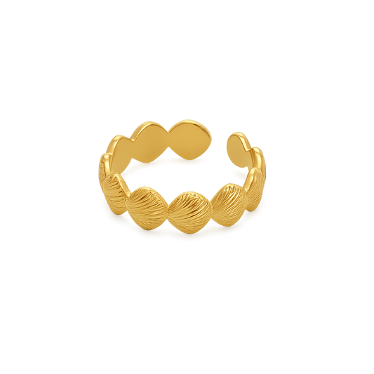 ADJUSTABLE SHELL STACKING RING - GOLD