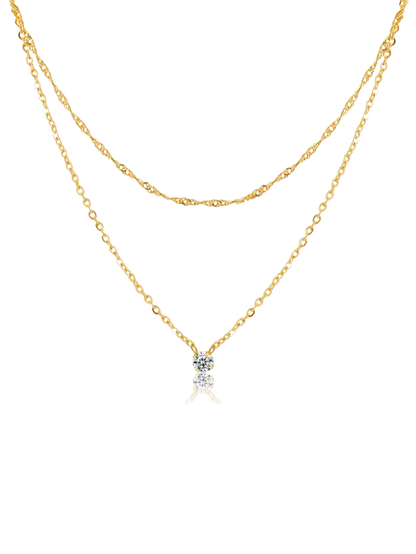 Elora Double Layer Zirconia Pendant Necklace