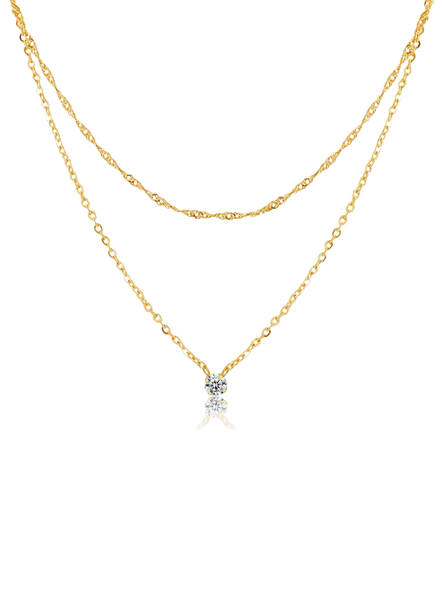 Elora Double Layer Zirconia Pendant Necklace
