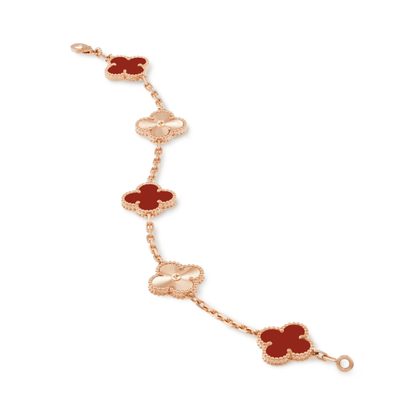 DELUXE CLOVER BRACELET – RED & ROSE GOLD
